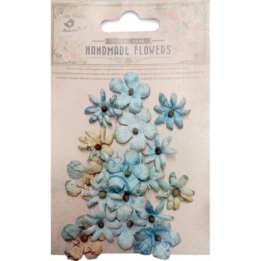 [18] Flores Papel -Floral Café Mini Azul- (18 pzs.) Little Birdie