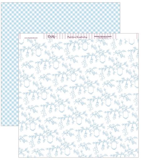 [SCP-277] Hoja Scrap 30,5 x 30,5 cm. -Floral con Pajaritos (Azul)- Dayka