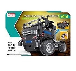 [8008] Set de Construcción RC 2 en 1 -Camión y Coche Batería- 486 pzs. Qihui