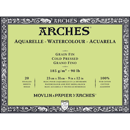 [1795053] Bloc Acuarela 20 Hojas 23 x 31 cm. 185 gr. Grano Fino Engomado 4 Lados Arches