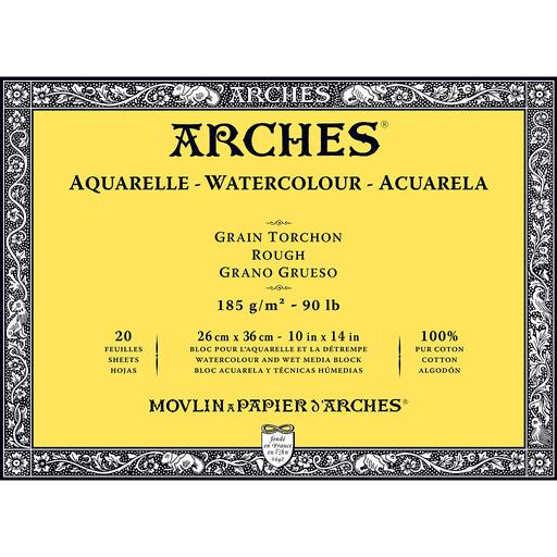 [1795079] Bloc Acuarela 20 Hojas 26 x 36 cm. 185 gr. Grano Grueso Engomado 4 Lados Arches