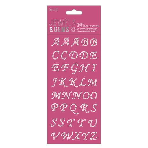 [PMA 356111] Set Stickers Alfabeto Perlas -Italic- Jewels & Gems Docrafts