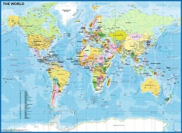 [12890 7] Puzzle 200 piezas XXL -Mapa del Mundo- Ravensburger