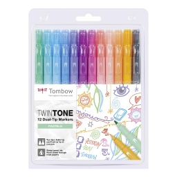 [WS-PK-12P-2] Estuche 12 Rotuladores -Colores Pastel- TwinTone Tombow