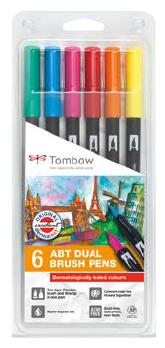 [ABT-6P-3] Estuche 6 Rotuladores -Colores Dermatológicos- ABT Dual Brush Pen Tombow