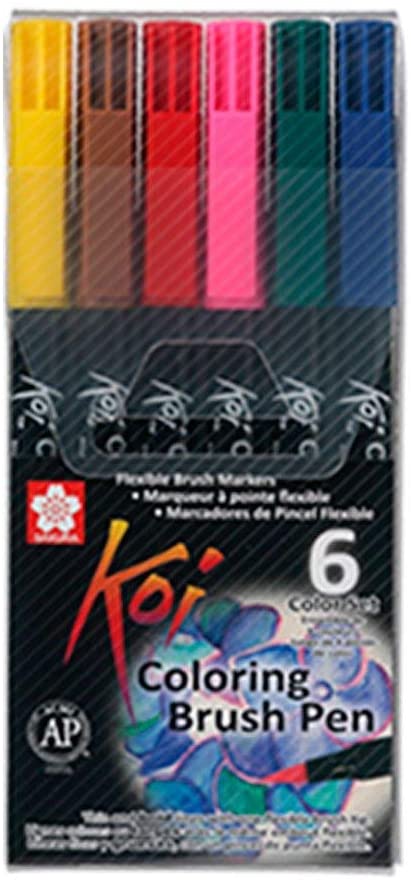 [XBR6B1] Estuche 6 Rotuladores Pincel Colores Básicos Koi Sakura