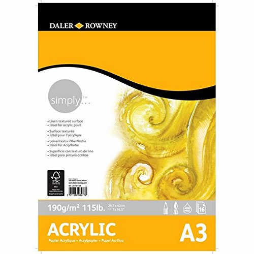 [436731300] Bloc Acrílico 16 Hojas A3 29,7 x 42 cm. 190 gr. Encolado Simply Daler-Rowney