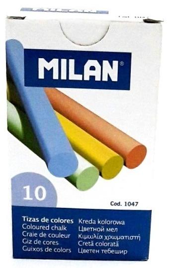 [1047] Caja 10 Tizas Colores Redondas Antipolvo Milán