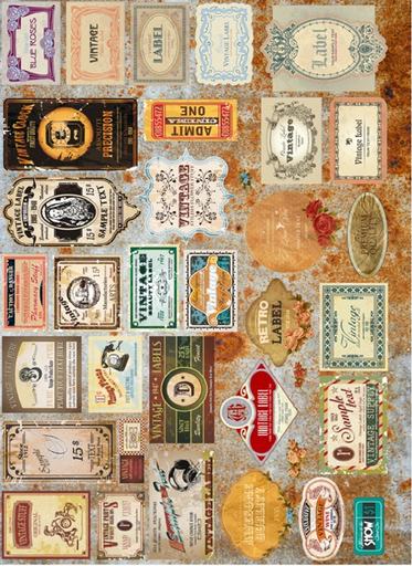 [888322] Papel Arroz Decorado 30x40 cm. -Label Retro- Cadence