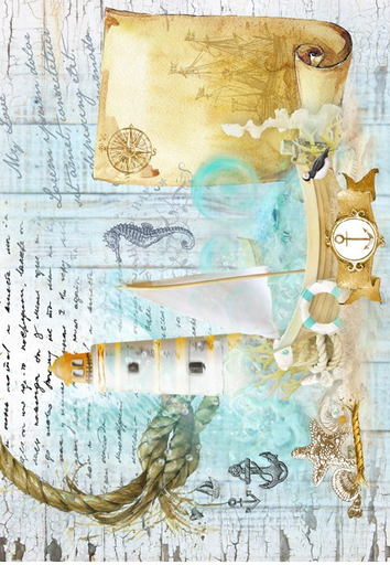 [PA542] Papel Arroz Decorado 30x40 cm. -Marina Faro- Cadence