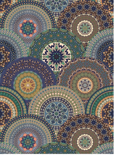 [PA684] Papel Arroz Decorado 30x40 cm. -Ethnic Discos Azules- Cadence