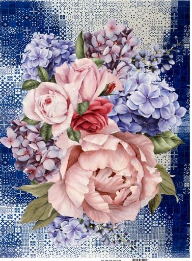 [PA739] Papel Arroz Decorado 30x40 cm. -Collage Flores- Cadence