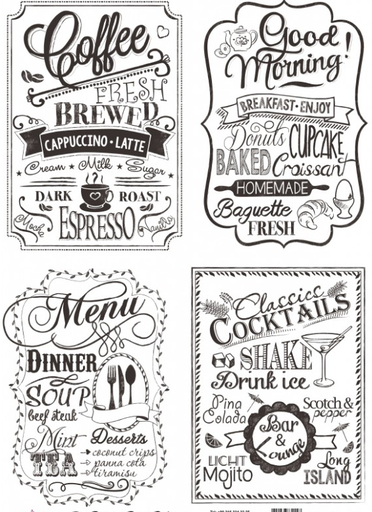 [PA381] Papel Arroz Decorado 30x40 cm. -Carteles Bar- Cadence