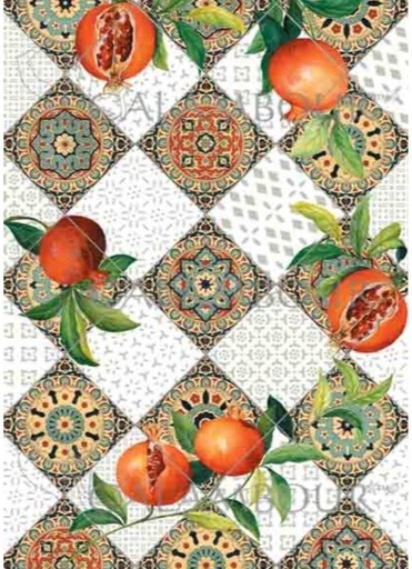 [2390989] Papel Arroz Decorado 35 x 50 cm. -Ceramic: Granadas- Calambour
