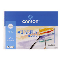 [200400698] Bloc 10 Hojas Basik Acuarela 23,0 x 32,5 cm. Espiral  370 gr. Canson