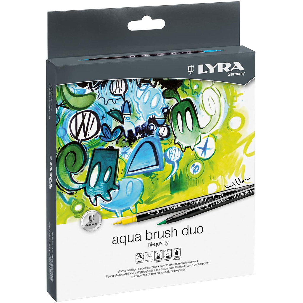 [6521240] Estuche 24 Rotuladores -Aqua Brush Duo- Doble Punta Lyra