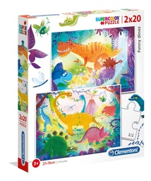 [24755 4] Puzzles 2 x 20 piezas -Dinosaurios- Clementoni