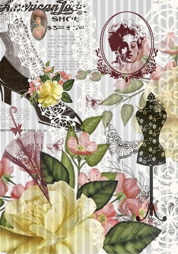 [PA128] Papel Arroz Decorado 30x40 cm. -Lady Shoe- Cadence