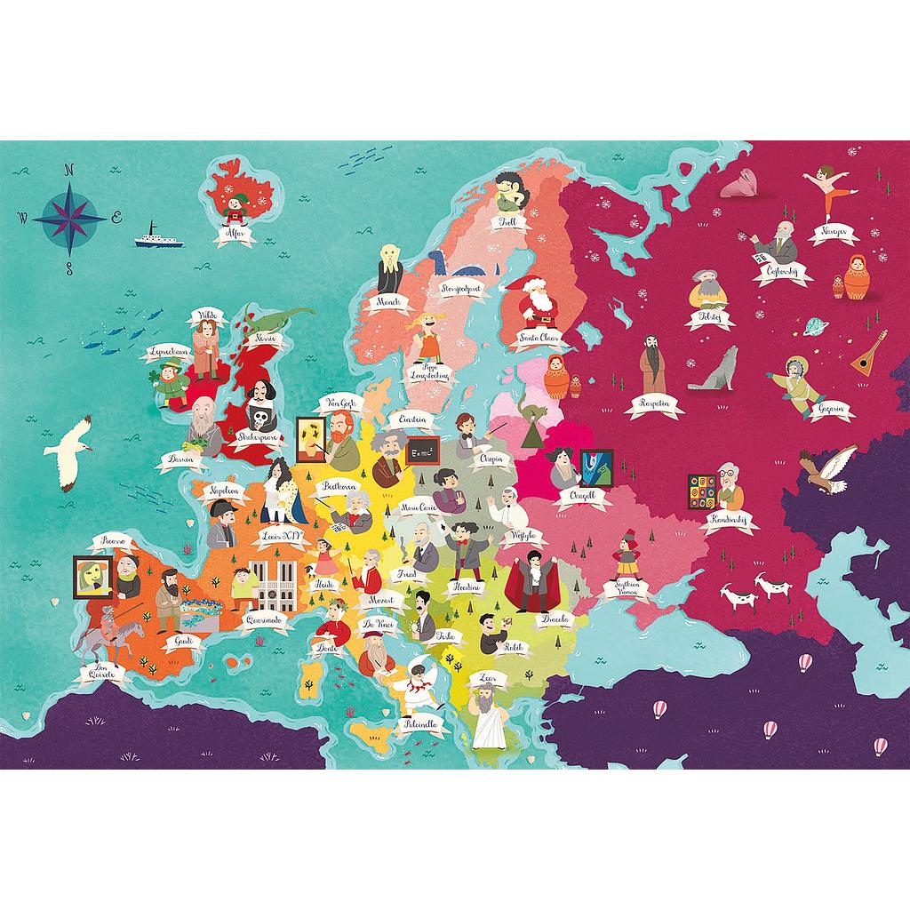 [29061 1] Puzzle 250 piezas -Mapa Europa: Gentes- Clementoni