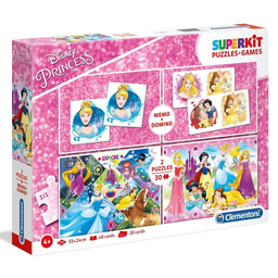 [20208 9] Set Puzzles 2 x 30 piezas + Memo + Dominó 60 piezas -Princess- Clementoni