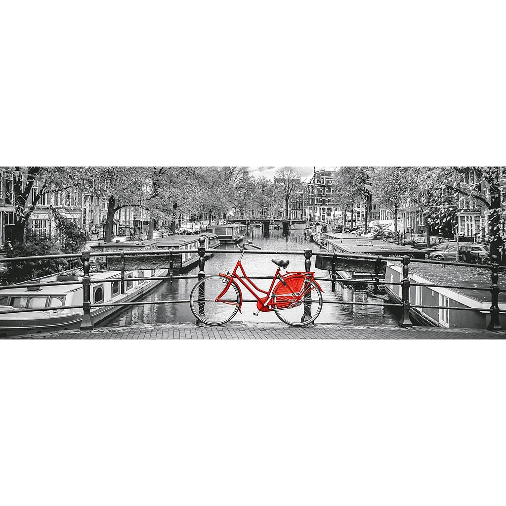 [39440 1] Puzzle 1000 piezas -Panorama: Bicicleta en Amsterdam- Clementoni