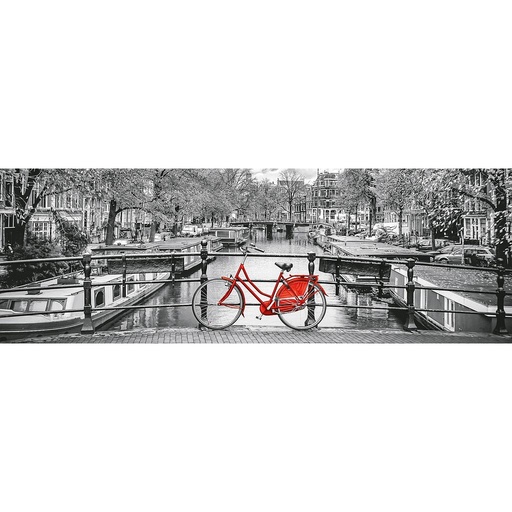 [39440 1] Puzzle 1000 piezas -Panorama: Bicicleta en Amsterdam- Clementoni