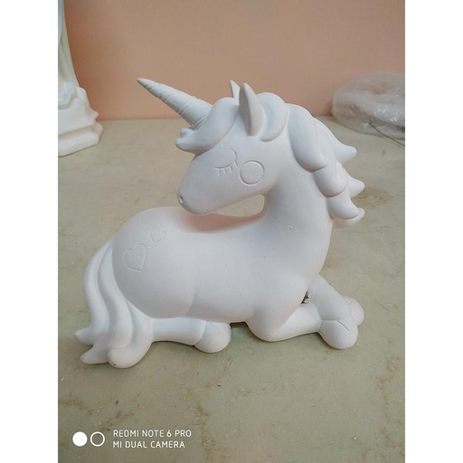[ALA 1809] Unicornio Corazón 14 x 17 cm. Escayola