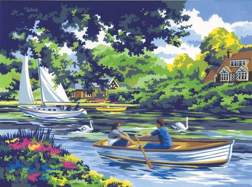[PAL8] LIQUIDACION Pintar Por Números 32,4 x 40 cm. -Navegando en el Río- Royal & Langnickel