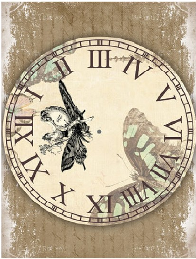 [PA431] Papel Arroz Decorado 30x40 cm. -Esfera Reloj Mariposa- Cadence