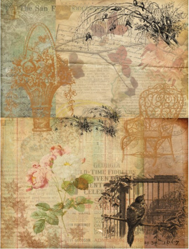 [PA073] Papel Arroz Decorado 30x40 cm. -Cesta y Silla- Cadence