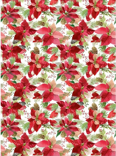 [PA575] Papel Arroz Decorado 30x40 cm. -Poinsetia- Cadence