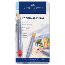 [114612] Estuche Metal Lápiz Acuarelable Goldfaber Aqua 12 pzs. Creative Studio Faber-Castell