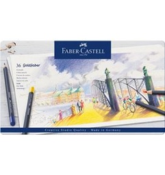 [114736] Estuche Metal Lápiz Dibujo Goldfaber 36 pzs. Creative Studio Faber-Castell