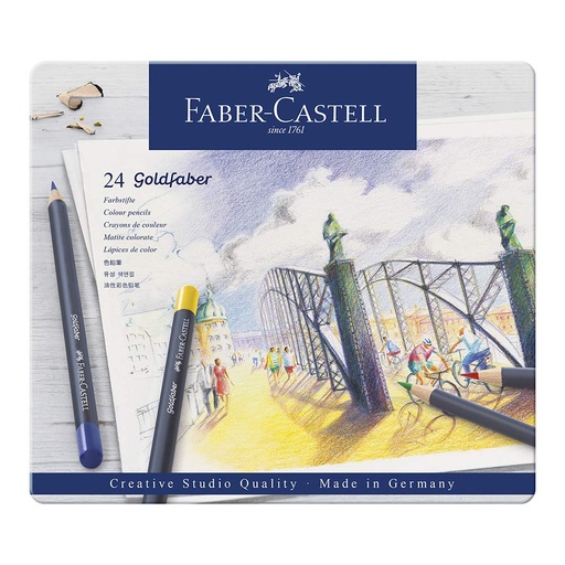 [114724] Estuche Metal Lápiz Dibujo Goldfaber 24 pzs. Creative Studio Faber-Castell