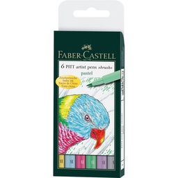 [167163] Estuche 6 Rotuladores -Tonos Pastel- Pitt Artist Pen Brush Faber-Castell