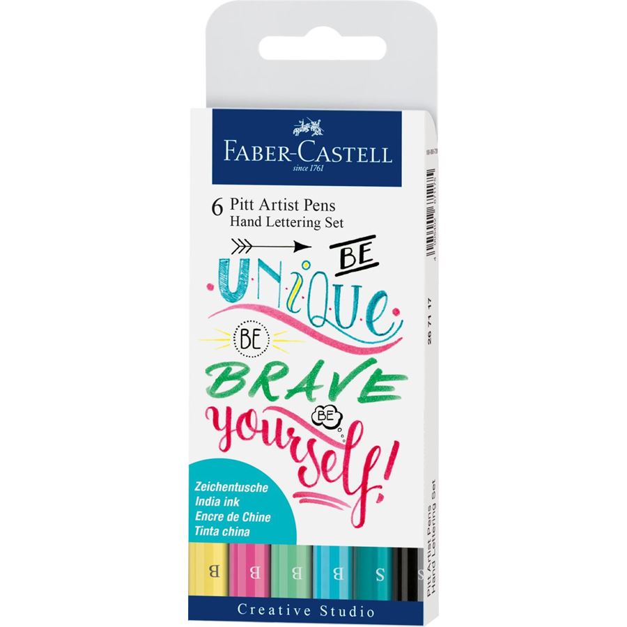 [267116] Estuche 6 Rotulador Pitt Artist Pen Hand Lettering -Tonos Pastel- Faber-Castell