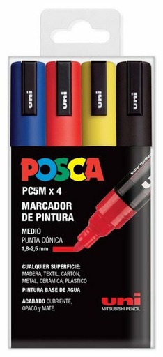[182634681] Estuche 4 Rotulador Marcador  PC5M - Colores Básicos- Posca