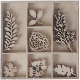 [0318000205] Set 35 Siluetas Madera -Floral- Artis Decor