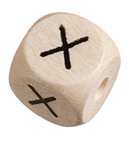 Cuenta Madera Letra -X- Haya 10 mm. Agujero 3 mm.