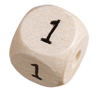 Cuenta Madera Número -1- Haya 10 mm. Agujero 3 mm.
