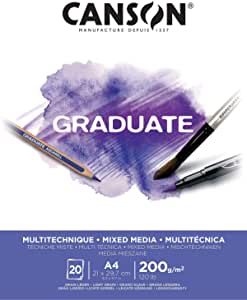 [400110377] Bloc Mix Media 20 Hojas A4 21 x 29,7 cm. 200 gr. -Graduate- Canson