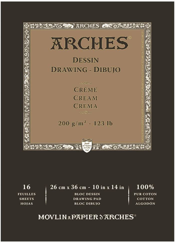 [A1795115] Bloc Dibujo 16 Hojas 26 x 36 cm. 200 gr. -Dessin Crème- Arches