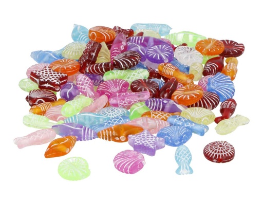 [E7415] Cuentas Plástico Marina Mixtas 500u. aprox.