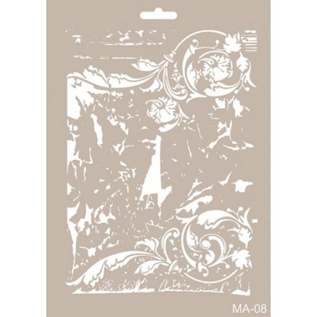[MA-08] Plantilla Stencil 21 x 30 Mix Media -Volutas- Cadence