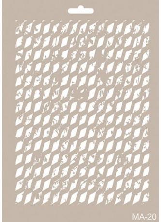 [MA-20] Plantilla Stencil 21 x 30 Mix Media -Malla Rombos- Cadence