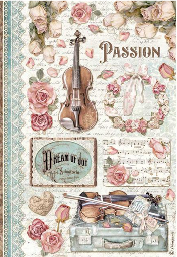 [DFSA4621] Papel Arroz Decorado  A4 - Passion Music - Stampería