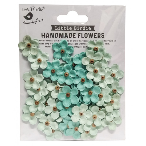 [CR69340] Flores Papel -Beaded Blooms Arctic Ice- (50 pzs.) Little Birdie