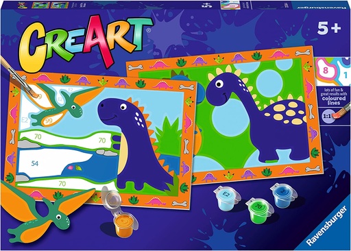 [23554 4] Set CreArt Pintar por Números -Dinosaurios- (2 Láminas) Ravensburger