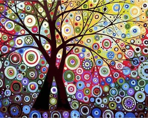 [PN403-Y] Pintar Por Números -Arbol de Sol Abstracto- Bastidor 40 x 50 cm. Figured´Art