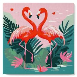 [SFA104-Y] Pintar Por Números -Flamencos Rosas Tropicales- Bastidor 20 x 20 cm. Figured´Art
